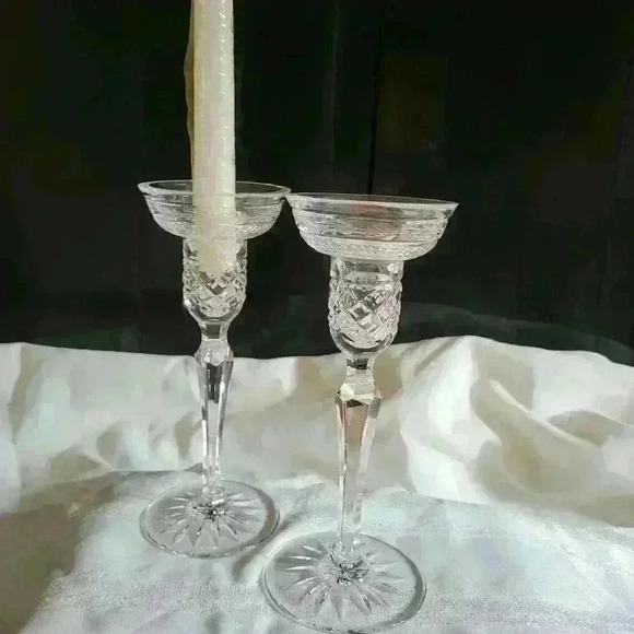Pair- Crystal Candleholders - Picture 1 of 7
